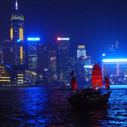 Victoria Harbour, Hong Kong, at night