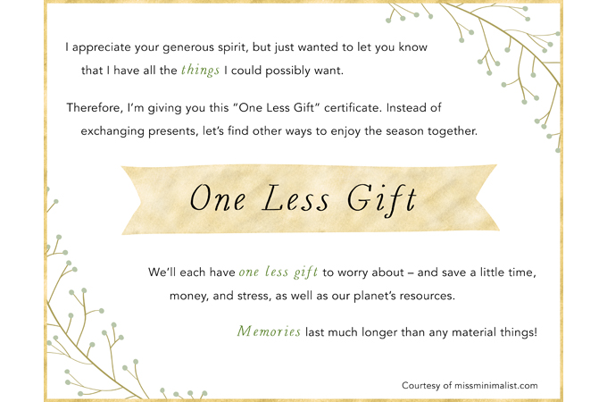 Miss Minimalist’s Gift Avoidance Guide